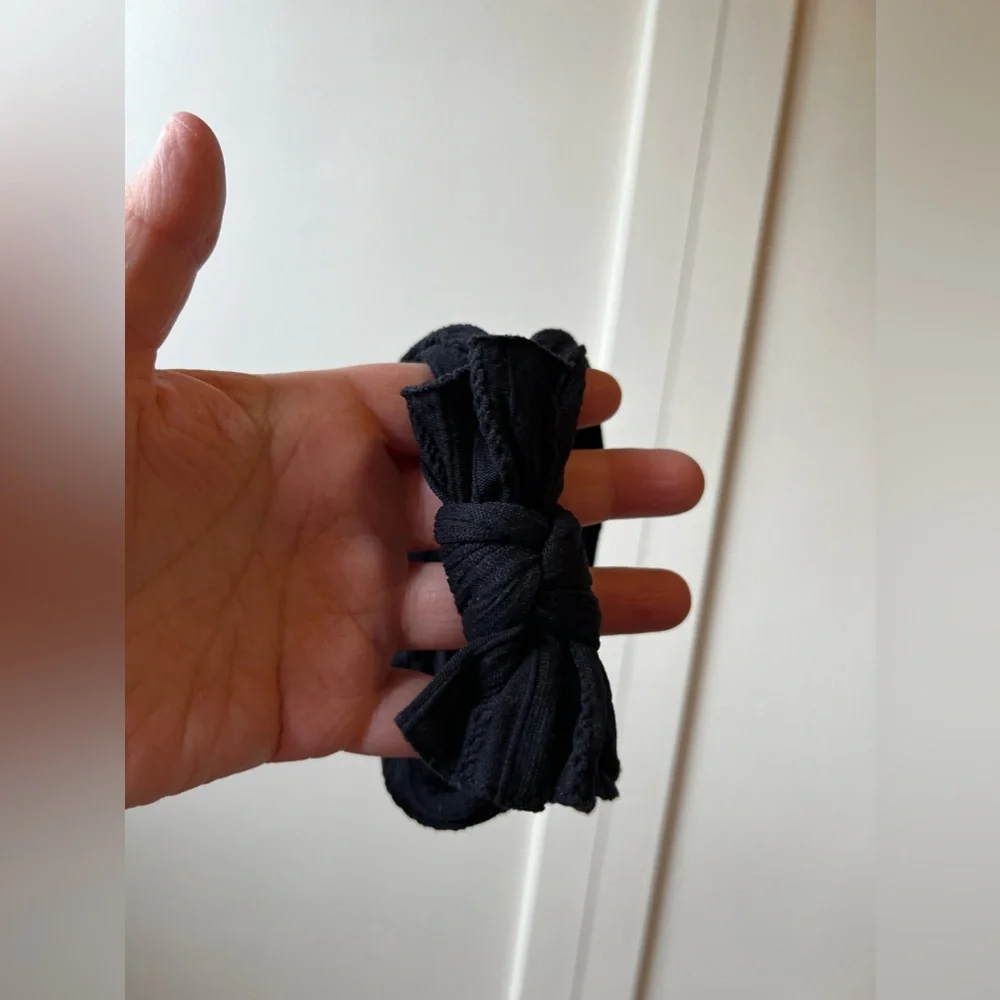 Baby Bling Textured Black Topknot Bow Headband Infant‎ Newborn-6 Months